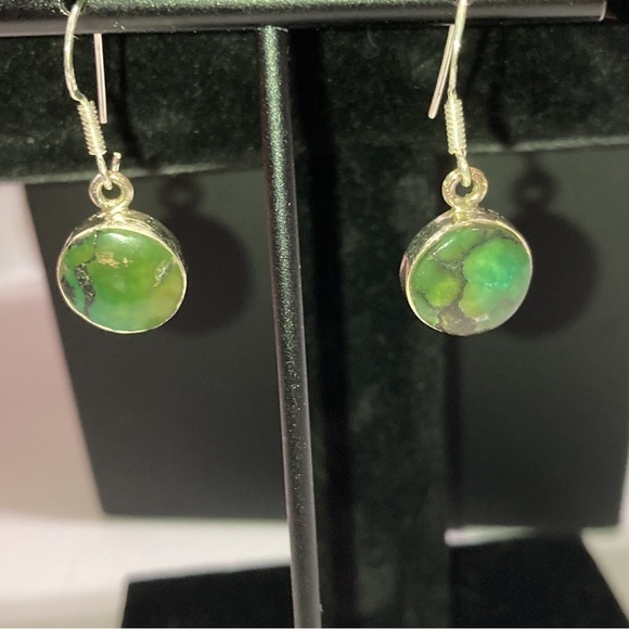 Green turquoise 925 pierced earrings​​ - Picture 1 of 9
